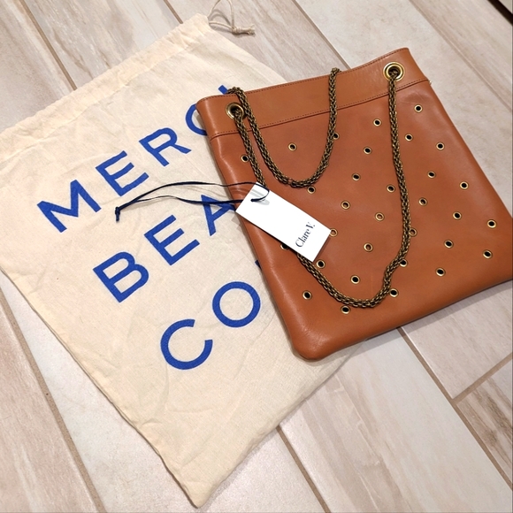 Clare V Delphine shoulder bag Cuoio leather grommets dust bag - Picture 2 of 12